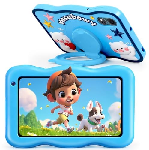 Tablet para Niños 7 Pulgadas, Android 13, 8GB RAM 64GB ROM, Tableta Octa-Core, 5800mAh Batería, 5MP+8MP Cámaras, WiFi Bluetooth, Control Parental, PantallaHD, Funda Silicona Antigolpes Niños (Azul)