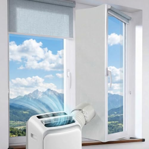 Fensterabdichtung für Mobile Klimageräte, Qoosea 4M Fenster Klimaanlage Abdichtung Verdickt mit Doppeltem Kordelzug, Hot Air Stop AC Window Seal Set Fensterdichtungen für Klimaanlagen