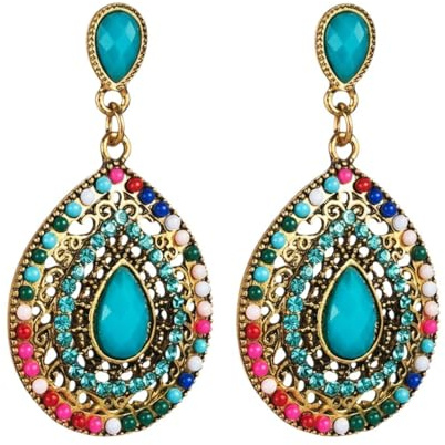 Karma NHLN143576 Bunte Ohrhänger 5 cm Damenohrringe Statementohrhänger modern Ohrschmuck Damenschmuck Ohrringe Damen für Hochzeit Party Abendveranstaltung