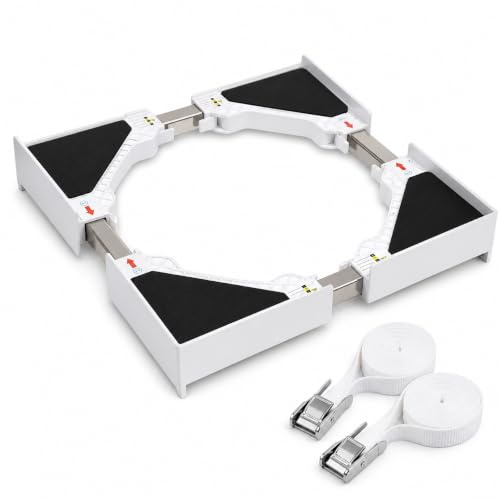 Valo - Juego de marco universal de conexión para lavadora y secadora, marco intermedio ajustable de 46 a 66 cm, kit apilable con correa de trinquete, kit de apilamiento para lavadora y secadora, color