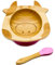 KLEINER FUCHS présente - Bol pour bébé de haute qualité en bambou naturel avec ventouse antidérapante et cuillère pour bébé assortie, également parfait en tant que set cadeau (Vache).