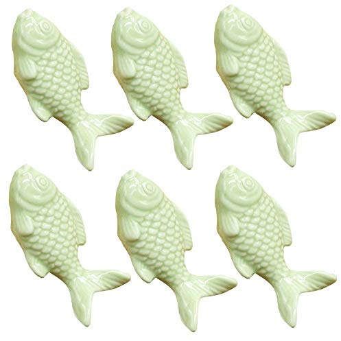 FBSHOP(TM) Grün Schublade Knopf -6PCS Retro einfachen Stil Fisch Form Keramik Türknauf Griff Pull Knöpfe Tür Schrank Griff für Schublade, Schrank, Kommode, Badetc. mit Schrauben