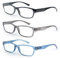 MODFANS 3 Pack Lesebrille 3.0 Herren/Damen,Gute Brillen,Hochwertig,Rechteckig,Komfortabel,Super Lesehilfe,fur Manner und Frauen,Schwarz-Blau-Grau