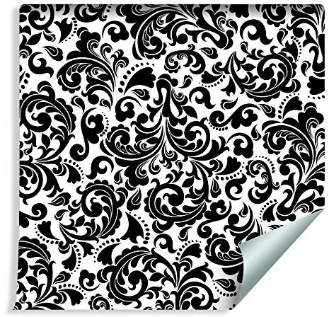 Muralo Fototapete Ornament 1000 x 53 cm Vliestapete Wand Tapete Barock Schwarz Weiß Wohnzimmer Schlafzimmer Moderne Wandbilder XXL Orient Wand Dekoration Abstraktion