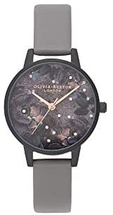 Olivia Burton Analog Quarzuhr für Damen Kollektion Celestial mit Graues Veganes Lederarmband - OB16AD50
