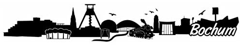 Samunshi® Bochum Skyline Wandtattoo Sticker Aufkleber Wandaufkleber City Gedruckt Bochum 120x20cm schwarz
