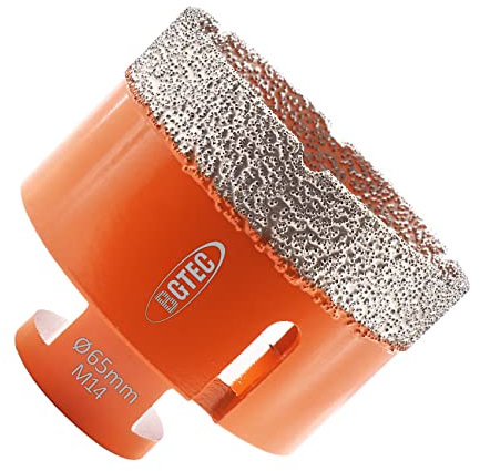 BGTEC Diamond Drill Bit Tile Hole Saw 65mm with M14 Thread for Porcelain Ceramic Tile Granite Marble Masonry Granite Stone Vacuum Brazed Bit 60mm Length