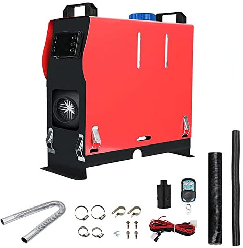 Triclicks 5KW / 8KW 12V Diesel Air Heater, Parking Heater All in One Diesel Fuel Heater with LCD Display Remote Control Single Air Outlet Set Vehicle Heater For Car Trailer, Truck, Caravas（Red-8KW）