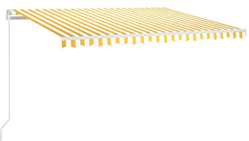 vidaXL Gelenkarmmarkise Einziehbar mit LED Markise Sonnenmarkise Balkonmarkise Sonnenschutz Sichtschutz Fenster Terrasse Garten 400x350cm Gelb Weiß