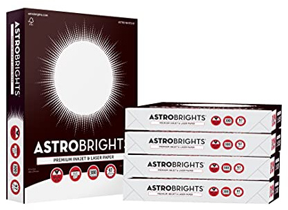 Astrobrights® Drucker- und Kopierpapier, 21,6 x 27,9 cm, 12,7 kg / 105 g/m², 97 Helligkeit, Weiß, 5 Ries à 300 Blatt pro Ries, 1.500 Blatt pro Karton (91738-01)