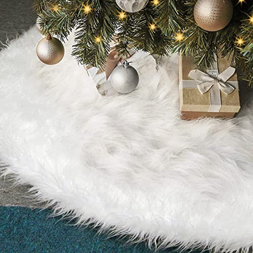 Mizijia Weihnachtsbaum Decke, 78CM/30 Zoll Weiß Plüsch Weihnachtsbaum Rock, Christmas Tree Skirt, Christbaumdecke,Christmas Blanket