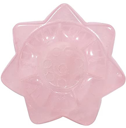 Cheungshing Hand Carved Healing Crystal Stone Lotus Votive Tea Light Candle Holder for Table, Flower Table Decorations for Wedding & Home, Rose Quartz