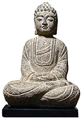 YKHB Buddha Figur Buddha Statue Harz Stein Pulver Shakyamuni Zen Buddha Statue Retro Imitation Plastik sitzend Buddha Supreme Buddha Sammlerstück (Color : Ancient Gold)