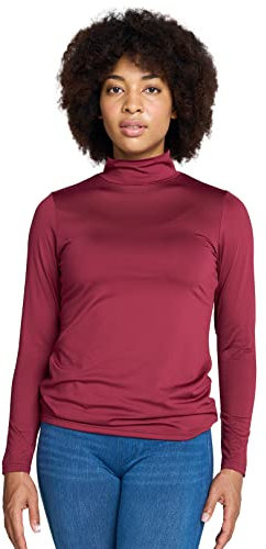 LAPASA Damen Stehkragen Thermounterhemd, Innenfleece Thermounterwäsche langärmliges Thermo-Shirt Funktionsunterwäsche Oberteil (L87 Warm), Burgund (warm), XS