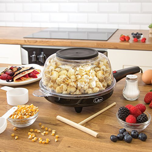 Quest 34400 2-in-1 Popcorn & French Crêpe Pancake Maker / Non-Stick Hot Plates / 8-Inch Electric Pan with Batter Spreader / Also Cooks Eggs, Omelettes & Flatbreads