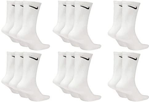 NIKE 8 Paar Everyday Lightweight Crew SX7676 Tennis Socke weiß schwarz grau, Farbe:weiß, Größe:42-46