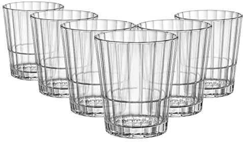 6x Claro 374ml Oxford Bar Apilable Vasos Whisky Dobles - Vidrio Old Fashioned Escocés Borbón Ron Cóctel Vasos Beber Set - por Bormioli Rocco