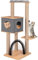 BAKAJI Albero Graffiatoio Tiragraffi 1 Cuccia Coperta Rifugio per Gatti Animali Felini Unghie Antigraffio Stabile Resistente Robusto Albero Rampicante Solido Mobile Colore Grigio e Legno Bicolor