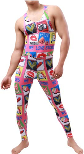 Juflam Body da uomo con bretelle, da wrestling o come costume da bagno Sotto maglie sportive (M, Rosa)