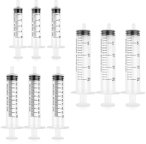 9 Stück Spritze, 5ML 10ML 20ML Wiederverwendbare Spritze, Dosierspritze Ohne Nadel, Werkzeuge für Flüssigkeitsmaß Spritzen, Futterspritze, für Labor,Tierfütterung, Pflanzenbewässerung
