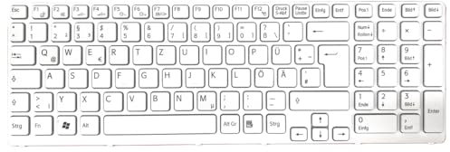 T-ProTek Tastiera bianca DE con cornice argento senza illuminazione ver.2 compatibile per Sony Vaio SVE1711