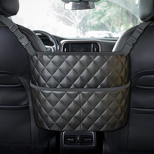 ALI2 Cuir PU Rangement Siege Voiture,Filet Rangement Voiture,Sac De Rangement Voiture,Large Capacité Organisateur De Voiture,Organisateur Siege Voiture,Noir