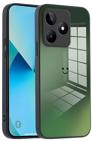 XINYEXIN Funda para Realme C53 Case con Vidrio Degradado, Moda Ultra Delgado Antichoque y Antiarañazos Protectora Carcasa - Verde