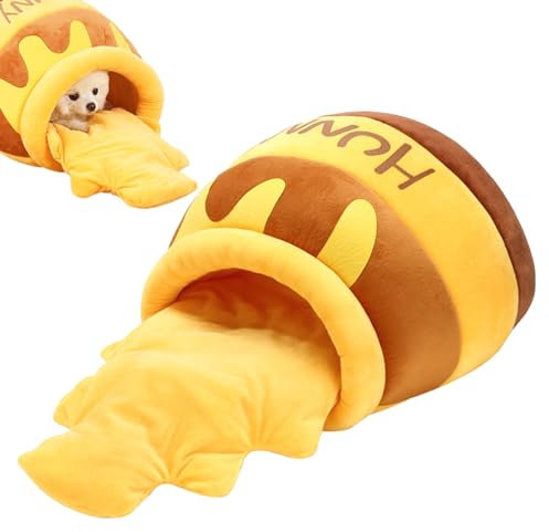 HURRISE Cat Cave Bed,Cat Bed for Indoor Cats,Washable Cushioned Pillow,Warm Soft Removable Cushion Honey Pot Shape Cute Pet Bed House for Puppy