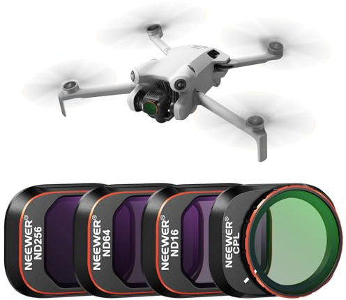 NEEWER ND und CPL Filter Set Kompatibel mit DJI Mini 4 Pro, 4 Pack ND16 ND64 ND256 CPL Polarizer und Neutraldichtefilter Drohnenobjektiv Zubehör, Multi Coated HD Optisches Glas/Aluminium Rahmen