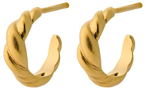 Pernille Corydon Creolen Damen Gold Small Hana Earrings - 1.2 cm/Creol Ohrringe klein Silber 925 18k Vergoldet verschlungene Bänder - E466g