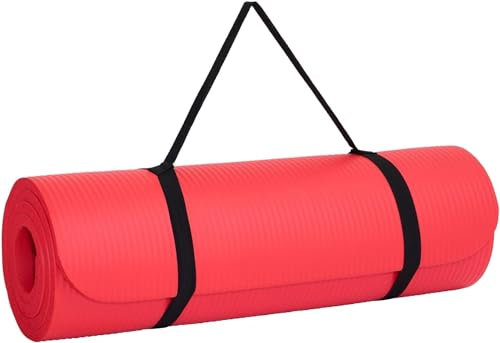 UTTAM Yoga Mat | Multi-Purpose Extra Thick Foam Exercise Mats | Stretching, Resistance Workout & Therapy – Pilates, Home & Gym Equipment Accessory for Men Women Kids (183 x 60cm) (Red)