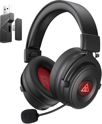 EKSA E900BT Wireless Gaming Headset for PC, 2.4GHz Bluetooth Gaming Headphones with Microphone, Type-C & USB Interface, 50Hrs Battery Life, USB Gaming Headset for PS4, PS5, Laptop, Mac