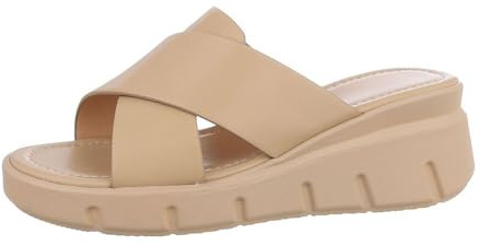 Ital Design Damenschuhe Sandalen & Sandaletten Keilsandaletten, DM170-, Kunstleder, Hellbraun, Gr. 38