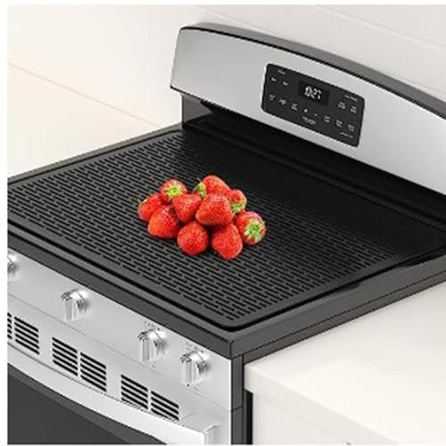 mumisuto Tapis De Protection Plaque Induction 62 X 53 Cm, Protection Plaque De Cuisson En Silicone, Tapis Induction Cooktop Non-Glissant, RéSistant à La Chaleur Jusqu'à 500°F, Facile à Nettoyer (Noir)