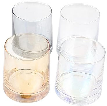 Alipis 4 Pz Coppa Affumicata Tazza Di Per Candele Rotonde Candele Natalizie Barattoli Di Candele in Vetro Copertura in Legno Bicchiere Banchetto Fragranza