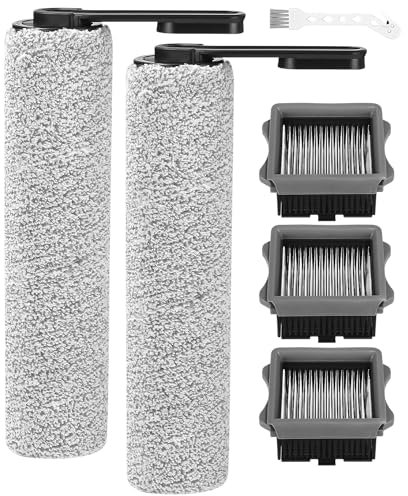 Toaren Rouleau de brosse de rechange et Filtre Accessoires pour Tineco Floor One S5/S5 Pro/S5/S5 Pro 2 pour aspirateurs secs et humides,2 rouleaux de brosse,3 filtres(Non disponible pour S5 Combo)