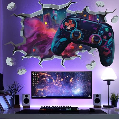 TOARTi 3D Gamer Wall Sticker Xbox Gamer Wall Stickers PS4 Minecraft Wall Decor for Game Room Gamer Controller Gaming Accessories 3D Teenager Boys Gifts Room Decorations