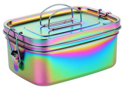 ZAKHSE Brotdose 1500ml, Lunch Box Edelstahl, Doppelschichtige Lunchbox für Erwachsene, Metall Brotzeitbox Frühstücksdose, Bruchsicher Auslaufsicher Bento Box Lunch Box für Arbeit Schule-Bunt