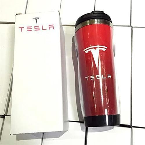 Auto-Wasserbecher,Für Tesla Model 3 Y 2017–2020 Auslaufsicherer tragbar Reisebecher individuelles Auto-Emblem Geschenk Souvenir Auto Zubehör,D