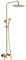 Sistema Ducha Termostática Latón Antiguo - HUSPOO Grifo Dorado con Columna Ajustable 80-120cm, Rociador Mano + Superior (Montaje Pared)