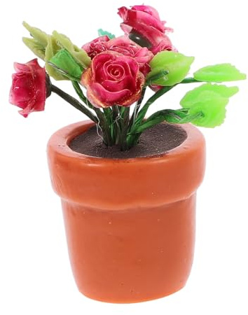 Toyvian Dollhouse Miniatur Bonsai Pflanze Künstliche Dekoration Für Puppenhaus Rote Rosen Bonsai Im Topf Für Projekte Und Fotorequisiten