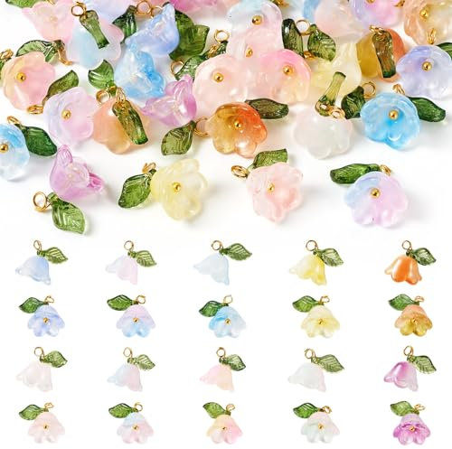 Beadthoven Blumen-Anhänger zum Basteln von Halsketten, Armbändern, Ohrringen, Schmuckherstellung, Glas Acryl