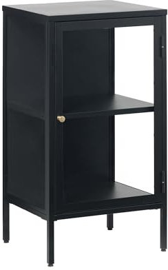 FJORDFORM Glas Sideboard, Schwarzes Metall, Goldene Griffe, EIN Sektion, Schwarz