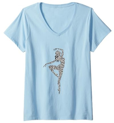 Womens Ballet Dancer Zebra Ballerina Dance Women Girls Animal print V-Neck T-Shirt
