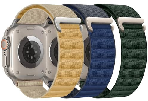Juego de 3 pulseras Alpine Loop compatibles con Apple Watch 40 mm, 42 mm, 38 mm, 41 mm, correa deportiva Loop de nailon con gancho en C para iWatch Ultra, 2, SE, series 10, 9, 8,