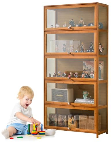 Dtyubfg Sammlervitrine Vitrinenschrank, Glasvitrine Vitrine für Sammlerstücke, Multifunktionale Staubdichte Glasvitrine, für Sammlerstücke, Bücher, für Spielzimmer, Schlafzimmer, Arbeitszimmer