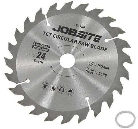 Neilsen CT6580 165mm TCT Circular Saw Blade | 20mm Bore, 24 Teeth, 1.5mm Thickness | For Wood and Plywood