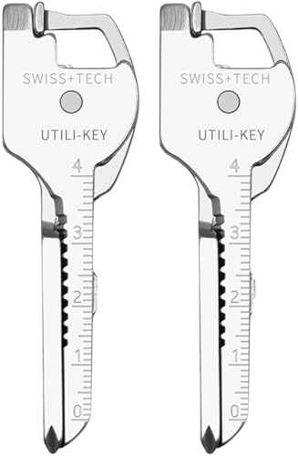 2 Multi Tool Keyring,Stainless Steel 6-in-1 Keychain Tool Keychain Portable Cutter Multi Tool Multi-Function 6-in-1 Bottle Opener Screwdriver Suitable for Outdoor Camping Adventure Daily Tools
