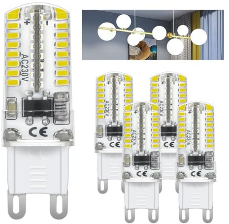 I-SHUNFA G9 LED Lampen 6000 Kelvin Kaltweiß Licht 2.5W-2.8W 210LM Ersatz fr 25W-28W Halogenlampe AC220V Enegiesparende LED kleine Birne nicht dimmbar G9 Glühbirne [5 Stück ]