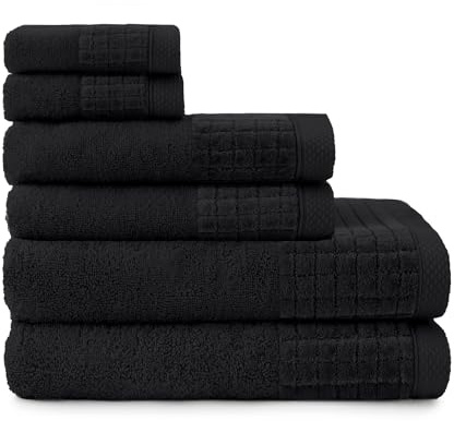 ZWOLTEX - Handtuch und Badetuch Paulo Satz, 6 Stück Satz: 2X 30x50, 2X 50x100, 2X 70x140 cm, Duschtuch Handtuch 100% Baumwolle, Sauna Badetuch Groß, Strandhandtuch, Bath Towel - Schwarz